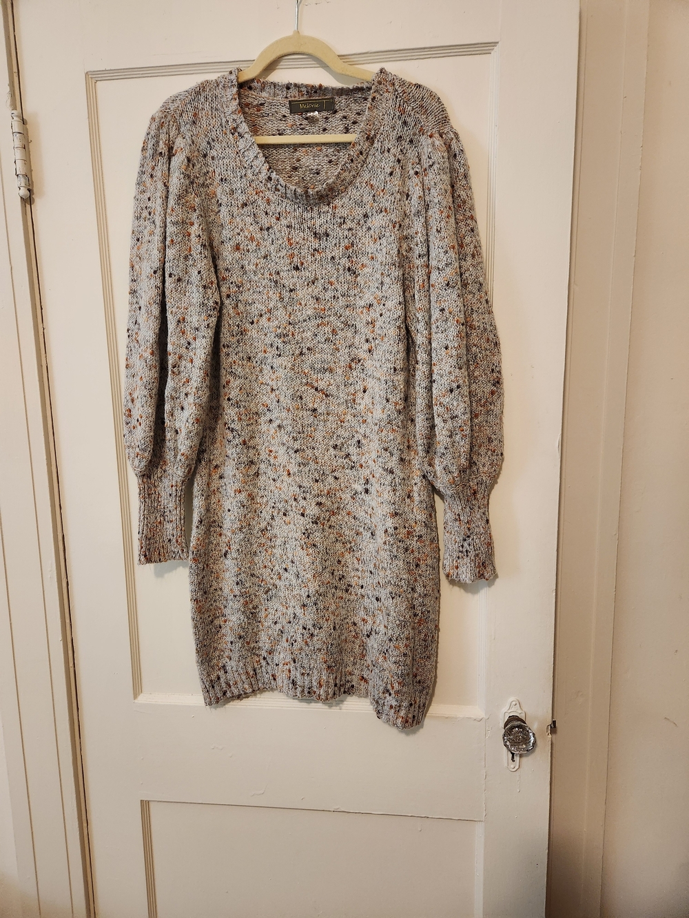 Vero Moda Speckled Knit Mini Dress in Gray with Brown Flecks